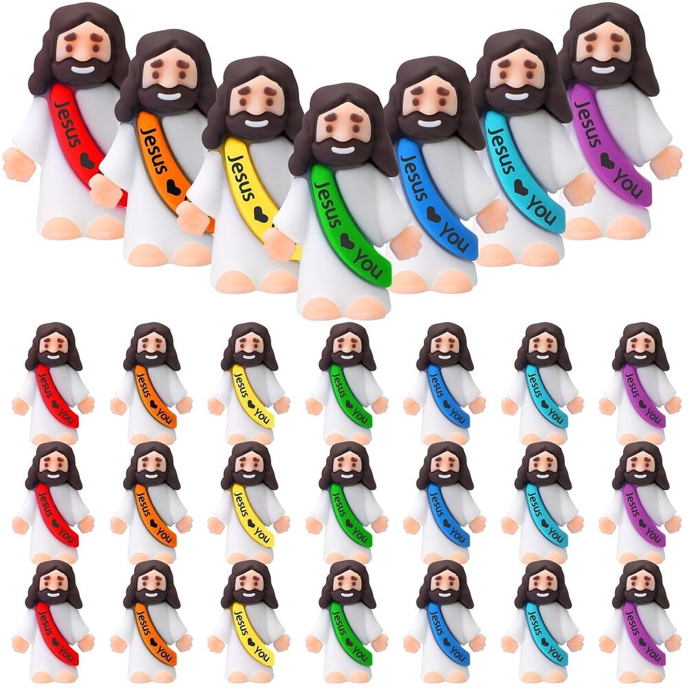 25 Pcs Little Jesus Figures, Mini Jesus Loves You Figures, Original